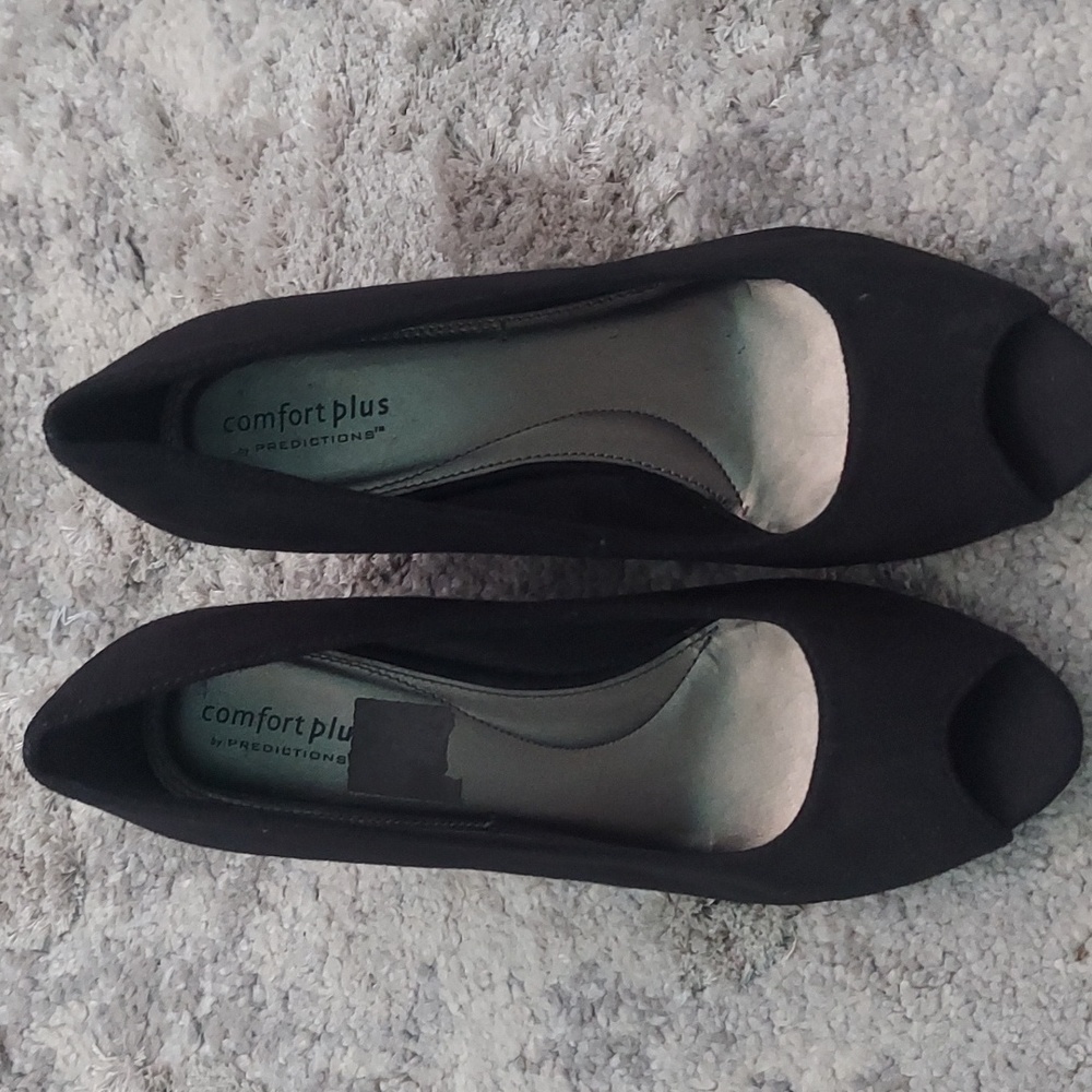 Black Open-Toed Wedges